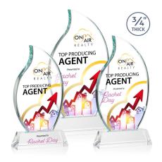 Summers Full Color on Helton Base Clear Flame Crystal Trophy - Custom Trophies