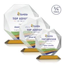 Gregory Full Color Amber Polygon Crystal Trophy - Crystal Trophies