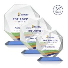Gregory Full Color Sky Blue Polygon Crystal Trophy - Crystal Trophies