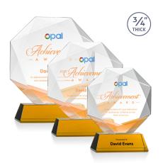 Gregory Full Color on Helton Base Amber Polygon Crystal Trophy - Custom Trophies