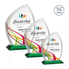 Wilco Full Color Green Unique Crystal Trophy - Crystal Trophies