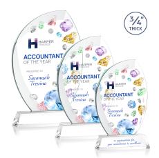 Oakes Full Color on Helton Base Clear Flame Crystal Trophy - Crystal Trophies