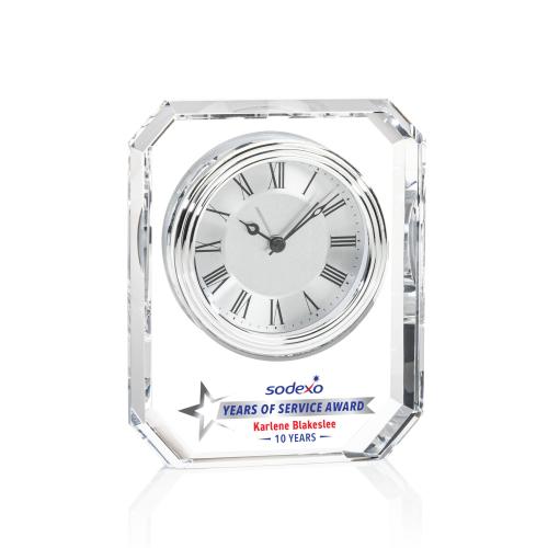 Awards and Plaques - Crystal Trophies - Crystal Clocks - Westford Full Color Clock