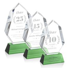 Thomson on Helton Base Green Polygon Crystal Trophy - Crystal Trophies