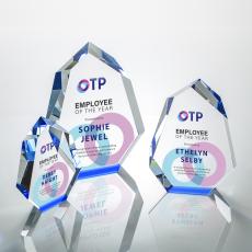 Thomson Full Color Blue Polygon Crystal Trophy - Crystal Trophies