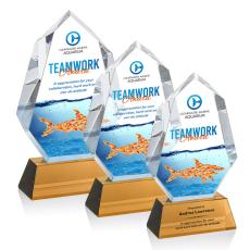 Thomson Full Color on Helton Base Amber Polygon Crystal Trophy - Custom Trophies