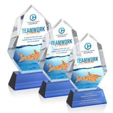 Thomson Full Color on Helton Base Blue Polygon Crystal Trophy - Crystal Trophies