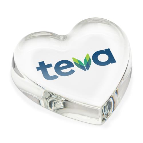 Awards and Plaques - Glass Trophies - Coeur Heart Full Color Paperweight