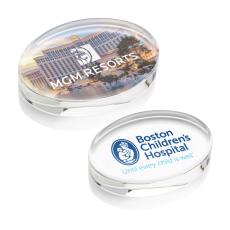 Logan Oval Full Color Paperweight - Glass Plaques