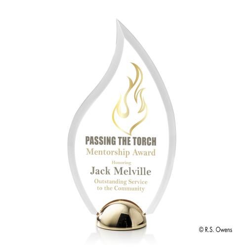 Awards and Plaques - Acrylic Trophies - Pelletier Hemisphere Full Color Flame Acrylic Trophy