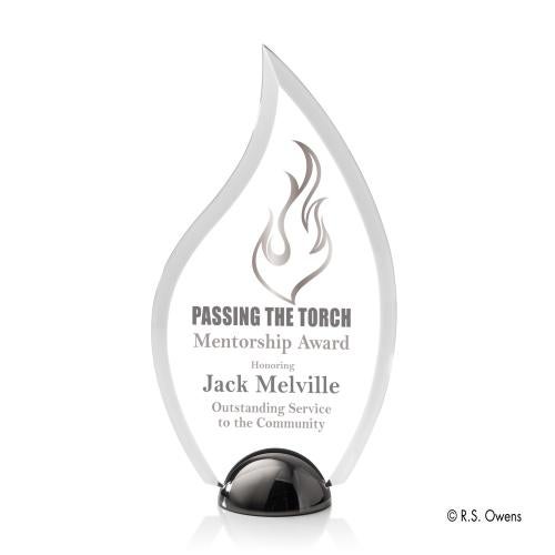 Awards and Plaques - Acrylic Trophies - Pelletier Hemisphere Full Color Flame Acrylic Trophy