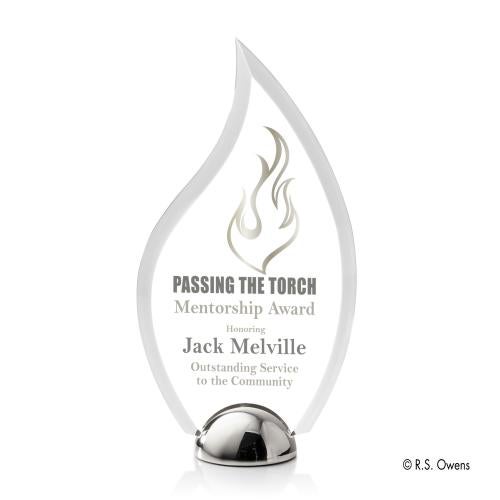 Awards and Plaques - Acrylic Trophies - Pelletier Hemisphere Full Color Flame Acrylic Trophy