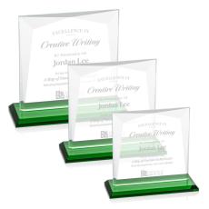 Paulson Green Square / Cube Crystal Trophy - Crystal Trophies