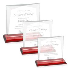 Paulson Red Square / Cube Crystal Trophy - Crystal Trophies