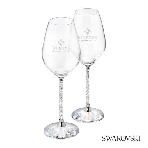 Custom Barware Glasses - Wine Glasses - Swarovski&reg; Crystalline Wine Glasses (Set of 2)