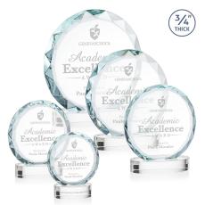 Clarke on Alberton Base Clear Circle Crystal Trophy - Crystal Trophies
