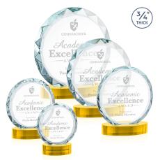 Clarke on Alberton Base Gold Circle Crystal Trophy - Crystal Trophies
