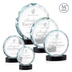 Clarke on Alberton Base Black Circle Crystal Trophy - Crystal Trophies