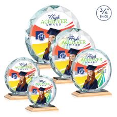 Clarke Full Color Bamboo/Black Circle Wood Trophy - Crystal Trophies