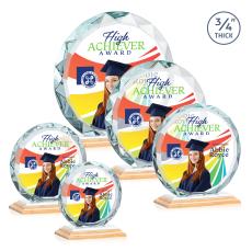 Clarke Full Color Bamboo/White Circle Wood Trophy - Crystal Trophies