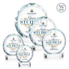 Clarke Full Color on Alberton Base Clear Circle Crystal Trophy - Crystal Trophies