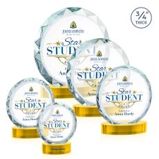 Clarke  Full Color on Alberton Base Gold Circle Crystal Trophy - Crystal Trophies