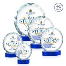 Clarke Full Color on Alberton Base Blue Circle Crystal Trophy - Custom Trophies