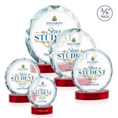 Clarke Full Color on Alberton Base Red Circle Crystal Trophy - Custom Trophies