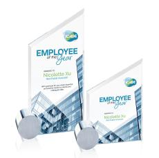 Trevino Full Color  Starfire/Chrome Circle Peaks Crystal Trophy - Crystal Trophies