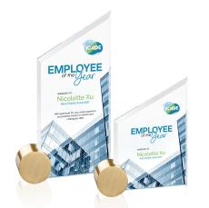 Trevino Full Color  Starfire/Gold Circle Peaks Crystal Trophy - Crystal Trophies