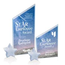 Employee Gifts - Trevino Full Color Starfire/Chrome Star Peaks Crystal Trophy