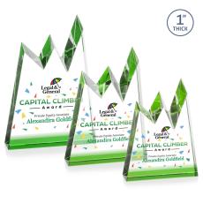 Alpine Full Color Green Peaks Crystal Trophy - Custom Trophies
