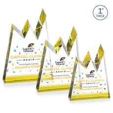 Alpine Full Color Gold Peaks Crystal Trophy - Custom Trophies