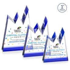 Alpine Full Color Blue Peaks Crystal Trophy - Custom Trophies