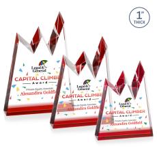 Alpine Full Color Red Peaks Crystal Trophy - Custom Trophies