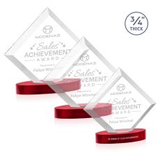 Carlson on Alberton Base Red Crystal Trophy - Crystal Trophies