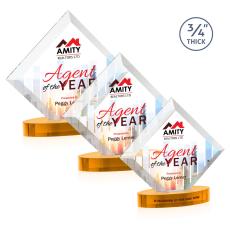 Carlson Full Color on Alberton Base Amber Crystal Trophy - Custom Trophies
