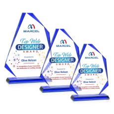 Employee Gifts - Hillmont Full Color Blue Unique Crystal Trophy