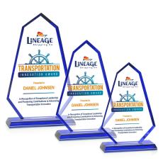 Pearson Full Color Blue Unique Crystal Trophy - Custom Trophies