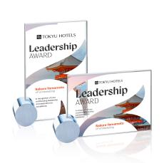 Marquez Full Color Starfire/Chrome Circle Rectangle Crystal Trophy - Crystal Trophies