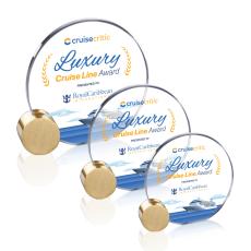 Staley Full Color Starfire/Gold Circle Crystal Trophy - Crystal Trophies