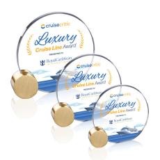 Staley Full Color Starfire/Gold Circle Crystal Trophy - Custom Trophies
