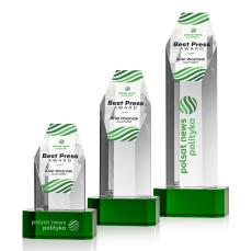 Holbrok Full Color on Base Green Towers Crystal Trophy - Crystal Trophies