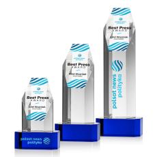 Employee Gifts - Holbrok Full Color on Base Blue Towers Crystal Trophy