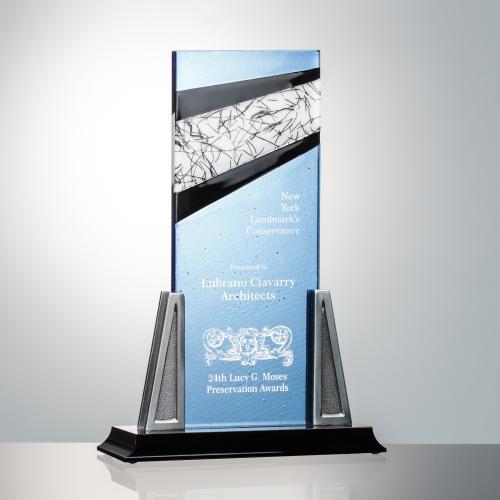 Awards and Plaques - Glass Trophies - Art Glass Trophies - Goldberg Rectangle Glass Trophy
