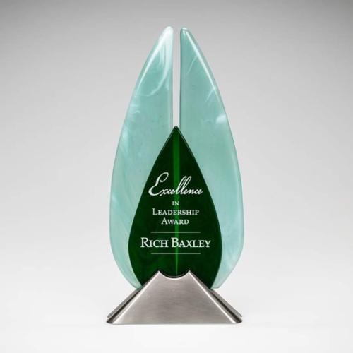 Awards and Plaques - Glass Trophies - Art Glass Trophies - Williamson Tear Drop Glass Trophy