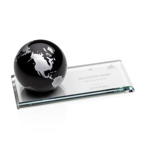 Awards and Plaques - Crystal Trophies - Dougherty Black Globe Crystal Trophy