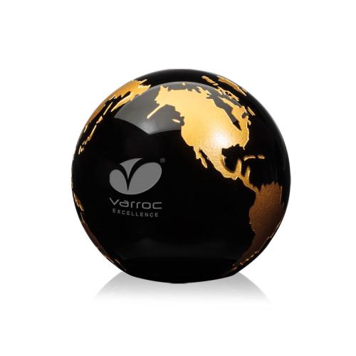 Awards and Plaques - Crystal Trophies - Globe Paperweight - Black