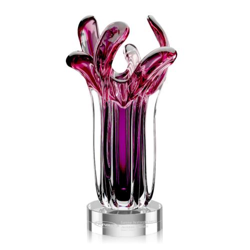 Awards and Plaques - Glass Trophies - Art Glass Trophies - Elmore on Base Clear Unique Glass Trophy