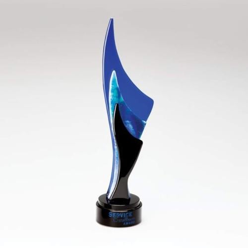 Awards and Plaques - Glass Trophies - Art Glass Trophies - Amaranthine Flame Glass Trophy